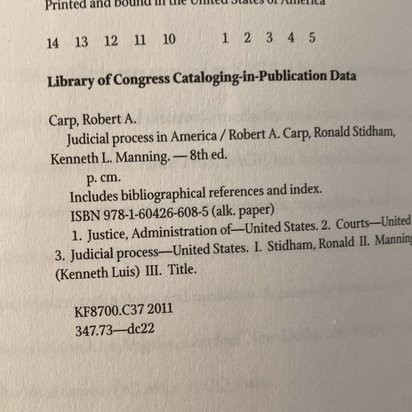 Judicial Process in America 8th Edition by Robert A. Carp Ronald Stidham - Picture 2 of 7